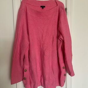 Women’s 2x Talbots Pink Crew Neck Sweater with Button Accents